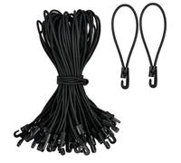 IZyufan Lot de 15 tendeurs élastiques avec Crochets 10 cm, Sandow élastique, Tendeur de Bâche Corde élastique Boucles Extensibles Noires avec Crochet en Plastique pour Bâches, Tentes et Tarps