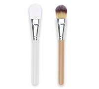 IZyufan Pinceau Fond de Teint, [2 Pièces] Pinceau de Maquillage Professionnel pour Maquillage du Visage, Foundation Brush, Pinceau Masque pour le Mélange Liquide, Crème ou Poudre (Blanc et Marron)
