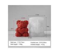 (J-0916) Moule en silicone 3D en forme d'ourson en forme de rose pour la Saint-Valentin, pour savon
