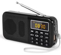 J-725 Radio Portable Rechargeable,Poste Radio Fm Avec Batterie Rechargeable 3000Mah,Petite Radio Portable Digital Avec Horloge/Réveil Et Éclairage De Secours,Prise En Charge Mp3/Sd/Usb/Aux
