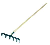 J.A.D. TOOLS Râteau métallique vert, 16 dents avec manche 160 cm
