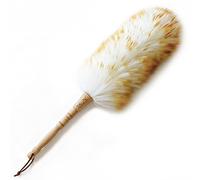 J&A Plumeau en Laine d'agneau avec poignée en Bois Massif, tête Flexible, Antistatique, Prise en Main Confortable de 48 cm de Long pour Bureau, Maison et Voiture, etc.