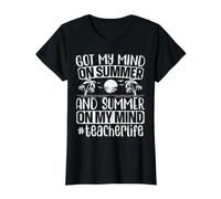 J AI l Esprit sur l été et l été sur Mon Esprit La Vie des Enseignants T-Shirt Graphique avec Valeur, Femme, Noir, XS