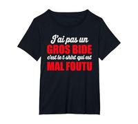 J’AI Pas Un Gros Bide Humour Drôle Message Humoristique T-Shirt, Femme Grandes Tailles, Noir, 4X
