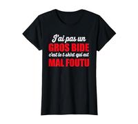 J’AI Pas Un Gros Bide Humour Drôle Message Humoristique T-Shirt, Femme, Noir, S