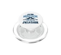 J’AI Une Moustache Humour Masculin & Ruban Bleu prévention PopSockets PopGrip pour MagSafe