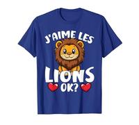 J’Aime Les Lions Ok? Lion Mignon T-Shirt, Homme, Bleu Royal, XL