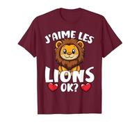 J’Aime Les Lions Ok? Lion Mignon T-Shirt, Homme, Marron, XL
