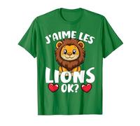 J’Aime Les Lions Ok? Lion Mignon T-Shirt, Homme, Vert Kelly, XXL