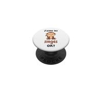 J’Aime Les Singes Ok? Singe Mignon PopSockets PopGrip Adhésif