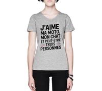 J’Aime Ma Moto Mon Chat Et Peut-Être Grey Women's T-Shirt Tee