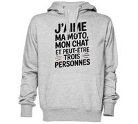 J’Aime Ma Moto Mon Chat Et Peut-Être Gris Sweat À Capuche Sweat-Shirt Jersey Unisexe Homme Femme Grey Unisex Hoodie