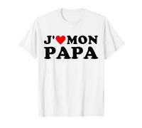 J' Aime Mon Papa Cadeau Fête Des Pères Coeur Rouge T-Shirt