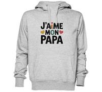 J’Aime Mon Papa Gris Sweat À Capuche Sweat-Shirt Jersey Unisexe Homme Femme Grey Unisex Hoodie