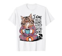 J' Aime Pas Les Gens Chat Humour Cadeau Drôle Café Matin T-Shirt
