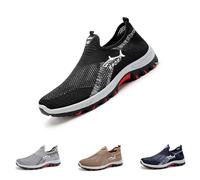 J-arvs Cooling Comfort Sneaker, Summer Breathable Comfy Mesh Soft Bottom Slip on Walking Shoes for Men (Black,32 2/3)