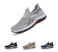 J-arvs Cooling Comfort Sneaker, Summer Breathable Comfy Mesh Soft Bottom Slip on Walking Shoes for Men (Gray,32 2/3)