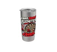 J’Avais Trois Fléchettes J’Avais Humour Joueur de Fléchettes Gobelet isotherme en acier inoxydable double paroi