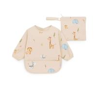 J.Børn Bavoir à manches longues | Imperméable | Combinaison de sevrage pour bébé | Tablier de cape de jeu désordonné pour tout-petits | Accessoires pour bébés à partir de 6 mois (Safari)