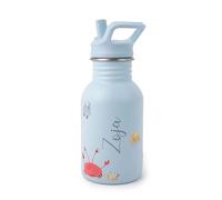 J.Børn Gourde personnalisée pour enfants 350 ml, Gourdes d'eau enfant sans BPA, bouteille réutilisable en acier inoxydable, bouteille légère pour l'école (Océan)