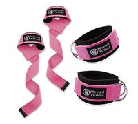 J Bryant Sangles de poignet de levage pour haltérophilie et sangle de cheville pour machines à câbles, accessoires d'entraînement de fessier (rose)