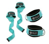 J Bryant Sangles de poignet de levage pour haltérophilie et sangle de cheville pour machines à câbles, accessoires d'entraînement de fessier (cyan)