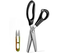 J & C Ciseaux dentelés, de tailleur professionnel serré et fendu pour couture, ondulés avec poignée, mélange, zig zag tissu, tissu à points, papier, artisanat. Noir (5 mm).