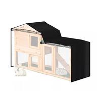 J&C Housse de protection robuste 420D à double étage pour cage à lapins - Coupe-vent - Imperméable - Noir - Pour l'hiver - Rectangulaire - Pour cage à lapins - Sans clapier (180,3 x 52,1 x 86,4 cm)