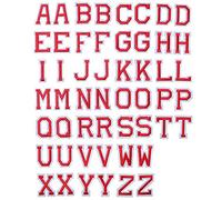 J.CARP 52Pcs Red Alphabet A to Z Patches, Iron on Sew on Letters for Clothing, Hats, Shoes, Backpacks, Handbags, Jeans, Jackets etc.