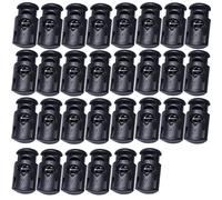 J.CARP Lot de 30 bloqueurs de cordon en plastique avec ressort pour cordon élastique à trou unique - Convient pour les cordons de serrage, sacs, lacets, vêtements, paracorde, etc. - Noir