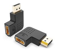 J&D 2-Pack Flat DisplayPort Adapters, 2-Pack 90 Degrés Gauche et Droit à Angle Droit Mâle à Femelle Vertical Plat 4K DP Adaptateur Convertisseur