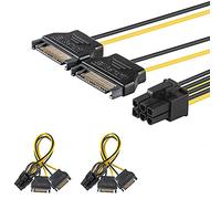 J&D 2 Paquets 2X SATA Adaptateur de 15 Broches à 6 Broches de Câble d’Alimentation pour Carte Vidéo Graphique PCIe Express
