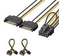 J&D 2 Paquets 2X SATA Power 15 Pin vers 8 Pin PCI Express (PCIe) Graphique la Vidéo Carte d'alimentation Câble Adaptateur, 20cm