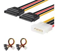 J&D 2 Paquets 4 Pin Molex (LP4) vers 2X 15 Pin SATA Y-Adapter Câble, 20cm