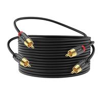 J&D 2 RCA M/M Stéréo Audio Câble, Câble Audio RCA de 20 FT avec Connecteur Plaqué Or et Coque en Cuivre 2RCA Mâle vers 2RCA Mâle pour Home Cinéma, HDTV, Amplificateurs, Enceintes, 6 Mèter