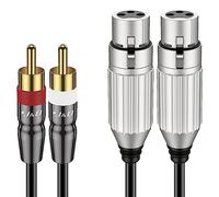 J&D 2 RCA Mâle vers 2 XLR Femelle Câble, Câble Audio HiFi Asymétrique Double XLR vers RCA Cordon Stéréo D'interconnexion pour Haut-parleur, Micro à Condensateur, Table de Mixage et Amplificateur, 1,8m