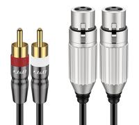 J&D 2 RCA Mâle vers 2 XLR Femelle Câble, Câble Audio HiFi Asymétrique Double XLR vers RCA Cordon Stéréo D'interconnexion pour Haut-parleur, Micro à Condensateur, Table de Mixage et Amplificateur, 4,5m