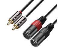 J&D 2 RCA vers XLR Mâle Câble, Ecalé Unbalanced Dual XLR à RCA Mâle Câble de Connexion pour Haut-parleurs, Amplificateurs, Systèmes Audio Stéréo HiFi, 1,8 Meter