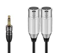J&D 3,5 mm 1/8 vers 2 XLR Câble, Câble de Raccordement Audio Stéréo Entre XLR et 1/8 TRS Mâle Asymétrique pour Ordinateur Portable, Appareil Photo DSLR, Microphone Smartphone, 1,8 Mètre