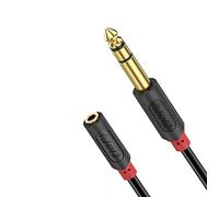 J&D 3,5 mm à 6,35 mm Câble, Plaqué Or Série Audiowave 3,5mm (1/8 Pouce) Femelle TRS à 6,35mm (1/4 Pouce) Mâle TRS Câble Audio Stéréo avec Coquille en PVC, Amplificateurs, 15 Feet