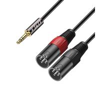 J&D 3,5mm 1/8 vers 2 XLR Répartiteur en Y Câble, PVC écalé 2X XLR Mâle à 3.5mm TRS Mâle Unbalanced Audio Stéréo Adaptateur de Patch Câble Interconnexion pour DSLR Camera Smartphone Laptop Mic, 4,5m