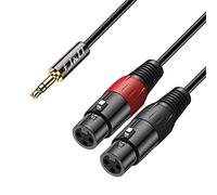 J&D 3,5mm vers 2 XLR Microphone Câble, 2x XLR Femelle à 3.5mm TRS Mâle Unbalanced Audio Stéréo Adaptateur de Patch Câble Interconnexion pour Smartphone,Laptop,Mic, 1,8 Meter