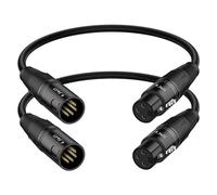 J&D 3 Broches XLR Femelle à 5 Broches XLR Mâle Câble Audio, Paquet de 2 Câble d’Éclairage DMX 5 Broches à 3 Broches pour Revirement d’Éclairage de Scène DMX du Microphone, 30 cm