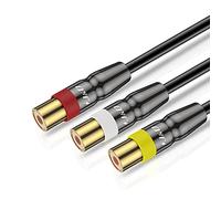 J&D 3RCA to 3RCA Câble, RCA Cable Plaqué Or Série AudioWave 3 RCA Mâle à 3 RCA Femelle Câble Audio Stéréo, 0.9 Meter