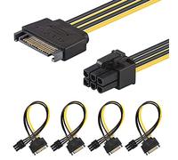 J&D 4 Paquets Adaptateur de Câble d’Alimentation pour des Cartes vidéos Graphiques PCI Express (PCIe) de 15 Broches à 6 Broches SATA