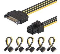 J&D 5 Paquets Adaptateur de Câble d’Alimentation pour des cartes vidéos graphiques PCI Express (PCIe) de 15 Broches à 6 Broches SATA