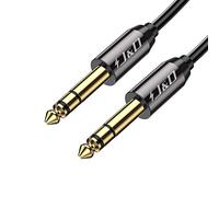 J&D 6,35 mm à 6,35 mm Câble, Plaqué Or Coquille de Cuivre Heavy Duty 6,35mm (1/4 Pouce) Mâle TRS à 6,35mm (1/4 Pouce) Mâle TRS Adaptateur Audio stéréo Câble, 2.7 Meter