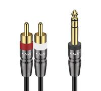 J&D 6,35mm à 2RCA Câble, Câble Audio RCA en Cuivre 6,35mm (1/4 pouce) Mâle à 2 RCA Mâle Adaptateur Audio Stéréo Y Splitter RCA Câble, 4,5 Meter