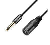 J&D Câble 1/4" vers XLR, Câble d’Interconnexion Équilibré Signal TRS 6,35 mm vers XLR Mâle, Cordon Microphone Compatible avec Micros, Amplificateurs, Mixeurs, 0,9 Mètre
