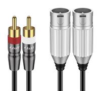 J&D Câble 2 RCA vers 2 XLR, Asymétrique Double XLR vers RCA Cordon de Connexion pour Haut-parleurs, Amplificateurs, Systèmes Audio Stéréo HiFi, 4,5 Mètre